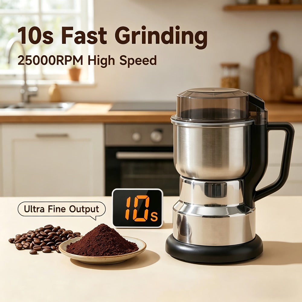Electric Coffee Grinder 300W 25000RPM – 8-Blade Stainless Steel Spice & Grain Mill for Coffee Beans, Nuts, Spices | Home, Cafe & Camping - product image 8