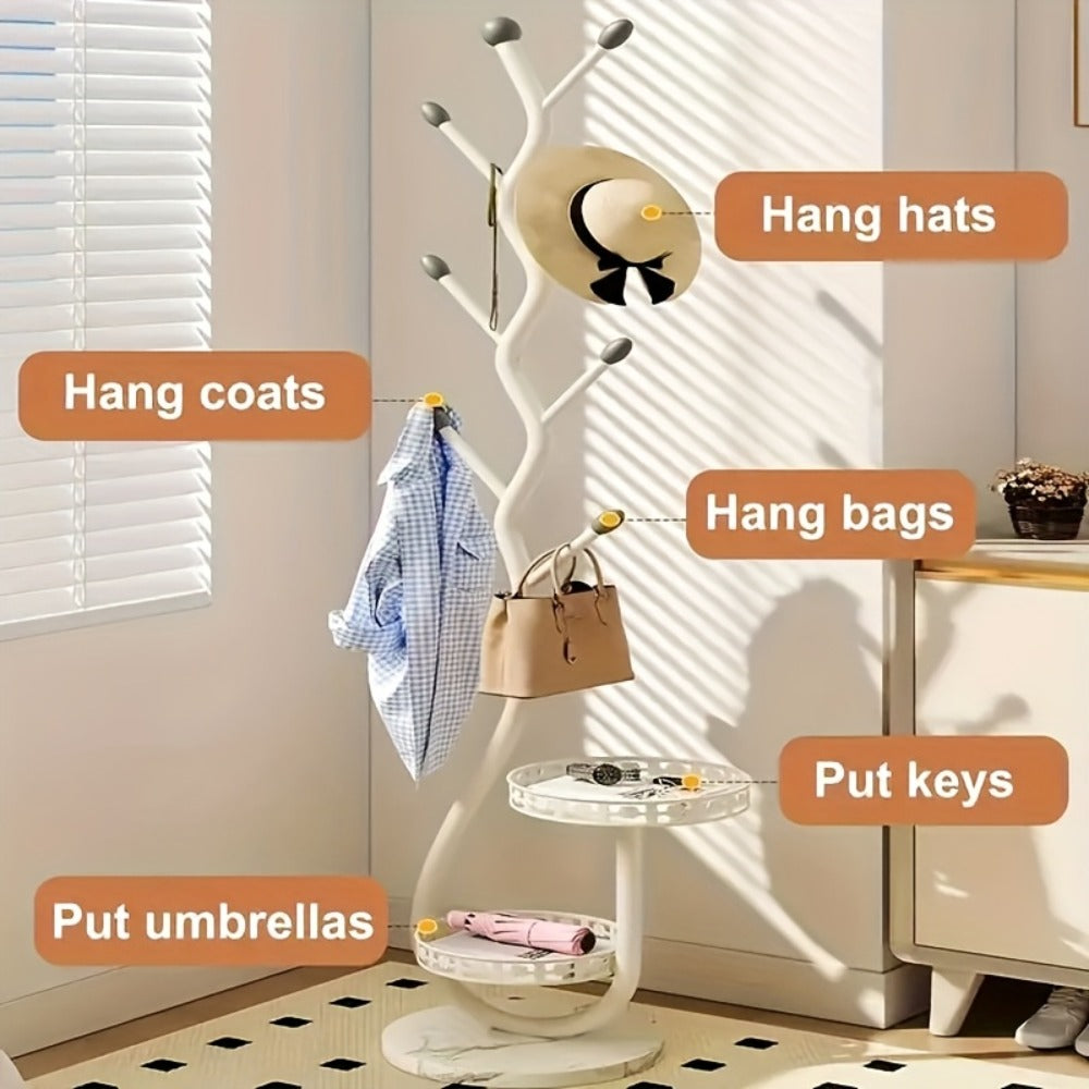 Clothes Rack Freestanding Metal with Shelf - Heavy Duty Garment Rack for Bedroom, Entryway & Closet, Vertical Coat Stand with Bottom Shelf for Coats, Hats, Scarves, Bags | White, B - product image 11