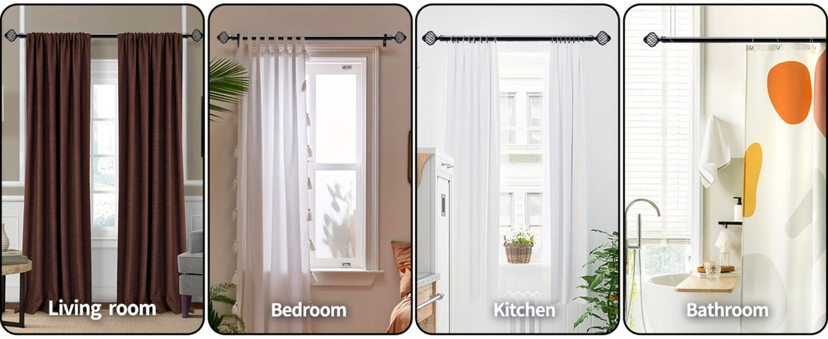 Black Adjustable Curtain Rod Heavy Duty Farmhouse Decorative Drapery Rod for Bedroom Living Room Kitchen Patio 4 Sizes Easy Install - product image 17