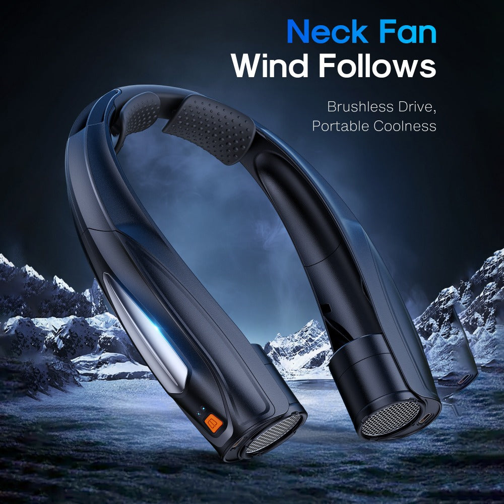 Neck Fan Wearable Bladeless Neckband Fan 3000mAh Dual Battery 6 to 20 Hours Battery Life Dual Wind Speeds Super Quiet Brushless Motor USB Charging Soft Silicone Strap for Work Trav - product image 4