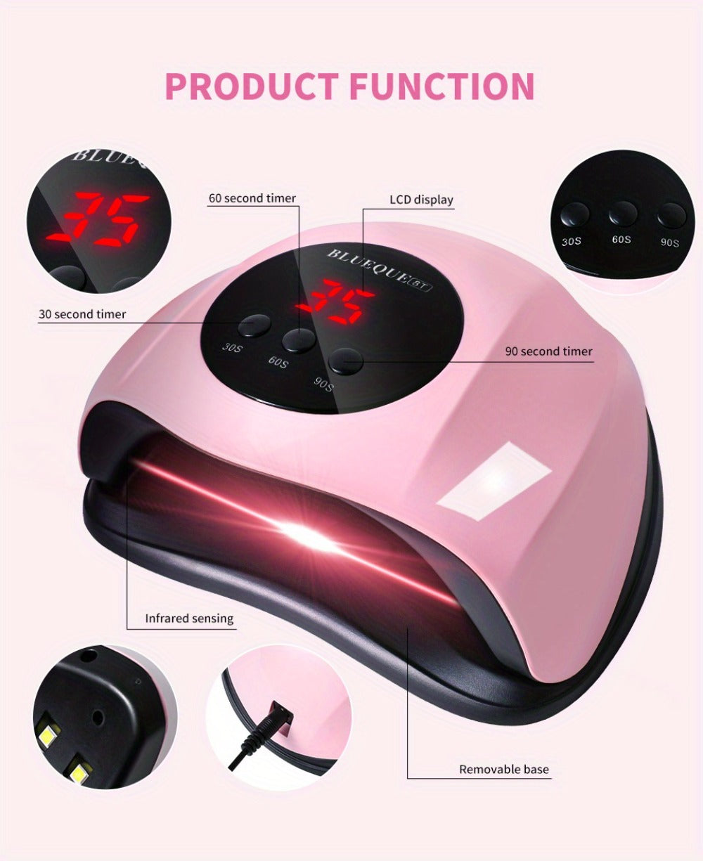 LED Nail Lamp Professional LCD Display Auto Sensor 4 Timer Settings USB Powered Instant Gel Polish Curer No Adapter Needed for Home Salon Manicure Pedicure DIY Nail Art Pink White - product image 13