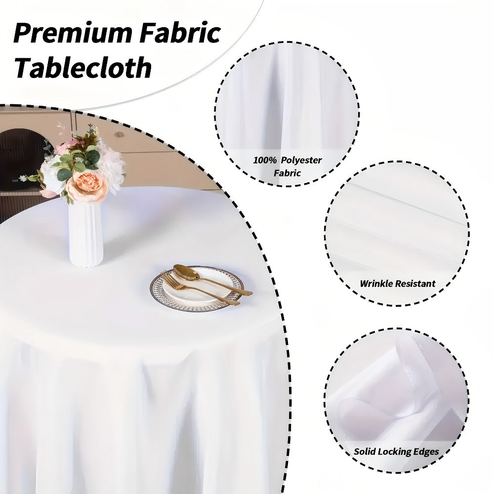 120 Inch Round Tablecloth Bulk Pack – Wrinkle-Free Table Cover for Wedding, Party, Christmas & Halloween, Black or White (6/12/18 Pack) - product image 13