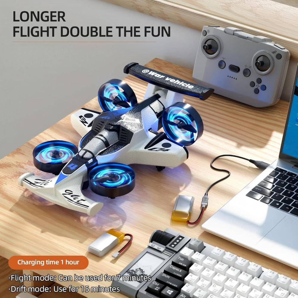 2-in-1 Remote Control Racing Car & Quadcopter One-Key Takeoff 360° Aerial Flips Stable Hover Durable Foam Body Indoor Outdoor Gift for Boys Girls Age 6+ Red - product image 6