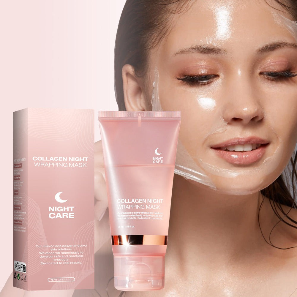 Collagen Night Mask with Brush Overnight Face Mask Hydrating Anti-Aging Sleeping Mask Elasticity Repair Skin Care for All Skin Types - product image 10