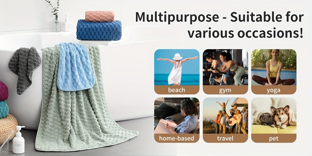 Oversized Bath Towel Set 800GSM 32x64 Inch Extra Large Microfiber - Ultra Soft Quick Dry Striped Spa Grade | Single or 4pcs Random Color | Beige White Light Blue Dark Gray | Modern - product image 18