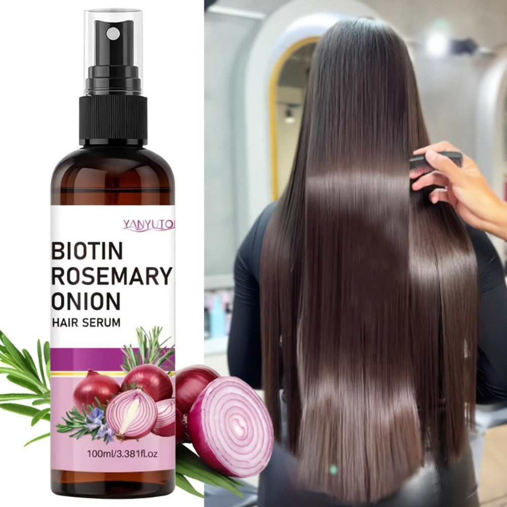 Biotin Rosemary Hair Growth Spray with Onion Extract — Leave-In Strengthening Essence Reduces Breakage Frizz Enhances Shine Scalp Health All Hair Types 100ml - product image