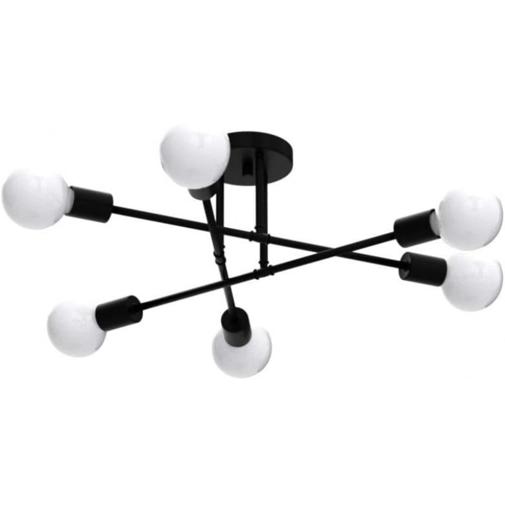 Sputnik Chandelier 6-Light Black Industrial Ceiling Light Fixture Semi Flush Mount for Bedroom Dining Room Living Room Kitchen - product image 9