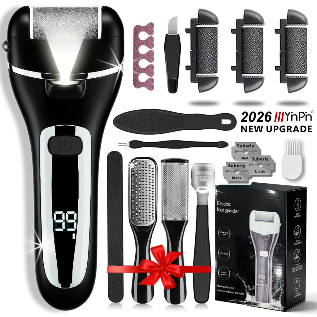 Electric Foot File 14-in-1 Rechargeable Pedicure Kit 3 Roller Heads Dead Skin Callus Remover Portable Foot Scrubber Professional Foot Care Tool for Women Men Black White Silver - product image 26