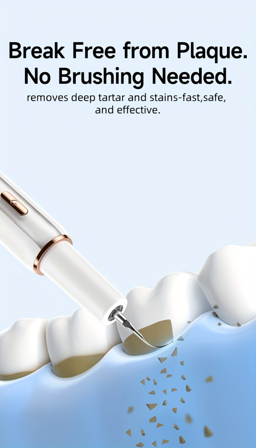 Electric Tooth Cleaner Tartar Remover Rechargeable - 5 Speed Modes, LED Light, USB Charging, 2 Replaceable Brush Heads, Dental Plaque Scraper for Teeth Whitening, Stain & Tartar Re - product image 12