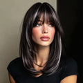 Platinum Blonde Ombre Synthetic Wig Layered Straight 20 Inch Long | Lightweight Chemical Fiber, Hairnet Included | Women Daily Wear Party Cosplay Festival Halloween - product image 14