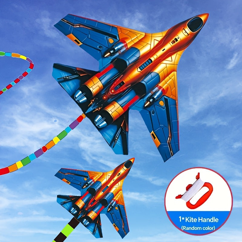 Large Fighter Plane Kite 200cm+ Polyester | Colorful Stunt Kite for Adults & Kids, Outdoor Flying Fun at Beach Park & Open Fields, Easy to Fly, Vibrant Mixed Color Design