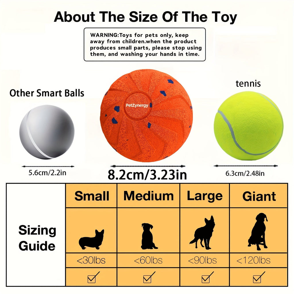 Interactive Dog Ball Toy USB Rechargeable – Automatic Bouncing Rolling Spinning Ball with Sleep Mode & Tap-to-Play, Smart Self-Moving Dog Toy for Indoor Play - product image 2