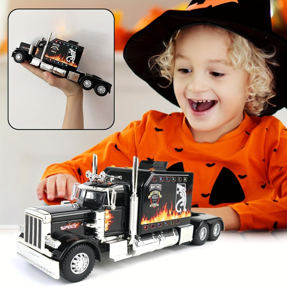 Semi Truck Toy 1:24 Scale Die-Cast Metal Pull-Back Alloy Semi-Trailer Truck with Trailer – Heavy Duty Truck Model Collectible Ornament for Kids Boys Ages 3+ - product image 9