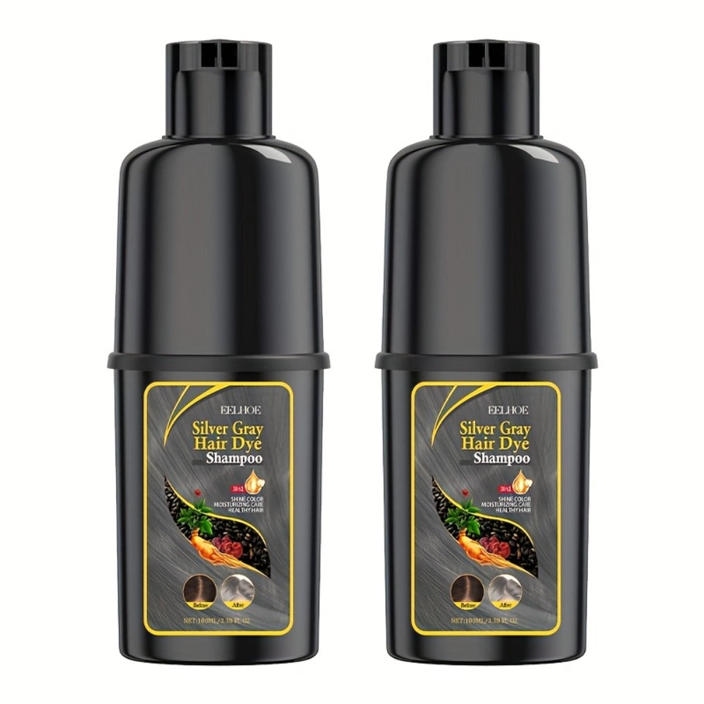 Silver Gray Hair Color Shampoo 2-Pack 3.38oz Each – Natural Herbal Moisturizing & Nourishing Formula, Easy No-Mix Silver Coverage, Long-Lasting Results for Gray & White Hair, Men & - product image 2