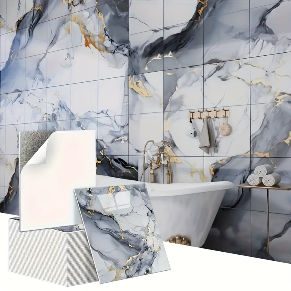 Peel and Stick Wall Tiles 50/100pcs - Waterproof PVC Marble Self-Adhesive Vinyl Panels for Bathroom Shower Kitchen Living Room TV Backdrop, Modern Wall Decor Easy Installation No G - product image 18