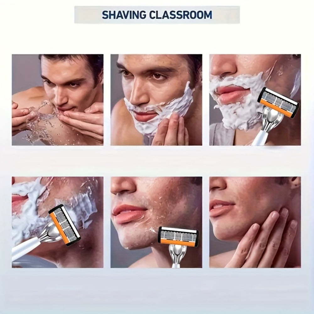 Beard Razor for Men 6-Layer Stainless Steel Blades Premium Metal Handle 36 Replaceable Blades – Mustache Grooming Shaver Ultra-Close Traditional Shaving Kit for Daily Use Gift for  - product image 8