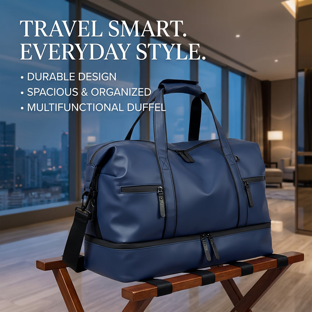Lightweight Weekender Travel Bag for Workout, Daily Use, Carry-On & Overnight Trips, Available in Black, Blue & Gray – Gym Duffel Bag PU Collapsible Sports - product image 3