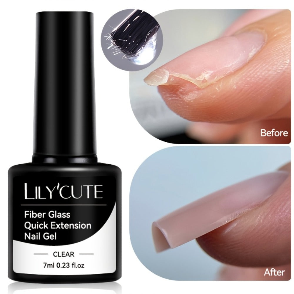 Nail Extension Builder Gel 3pcs - Fiberglass Construction Gel for Broken Nail Repair & Nail Extension, Clear UV LED Soak-Off Fiber Glass Gel Varnish, DIY Salon Nail Kit - product image 5