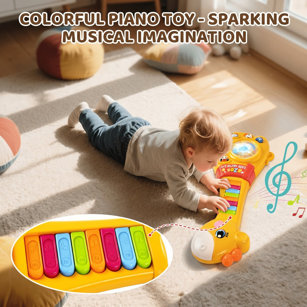 Multi-Mode Musical Learning Toy for Toddlers 1 Year Old, Educational Birthday Gift for Boys & Girls | Giraffe Guitar Toy Baby 12 Months with Piano Keys, Animal Sounds & Flashing Lights