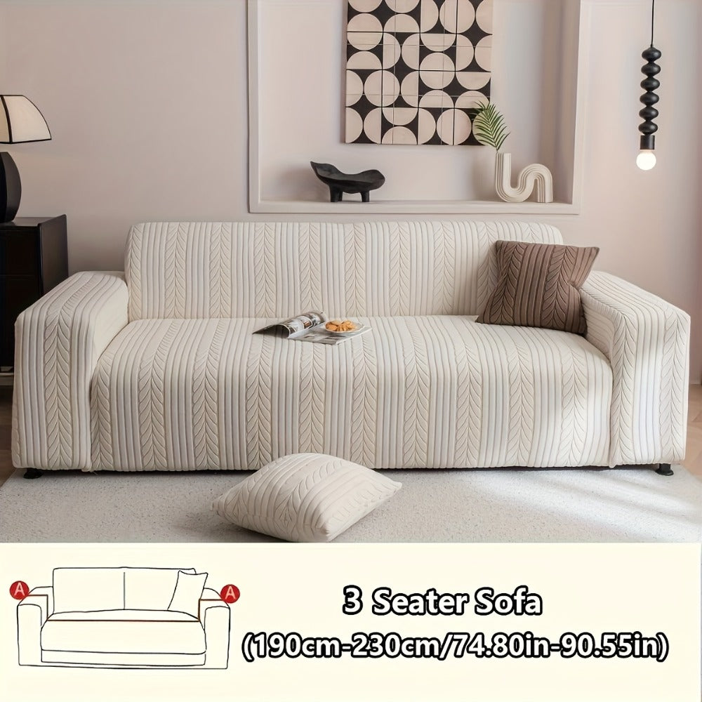 Sofa Cover Stretchy Washable Slipcover for 1 2 3 4 Seater Couch, Zigzag Textured Fabric, Scratch Slip Resistant Furniture Protector, Cream White Light Grey Dark Gray Coffee Brown - product image 7