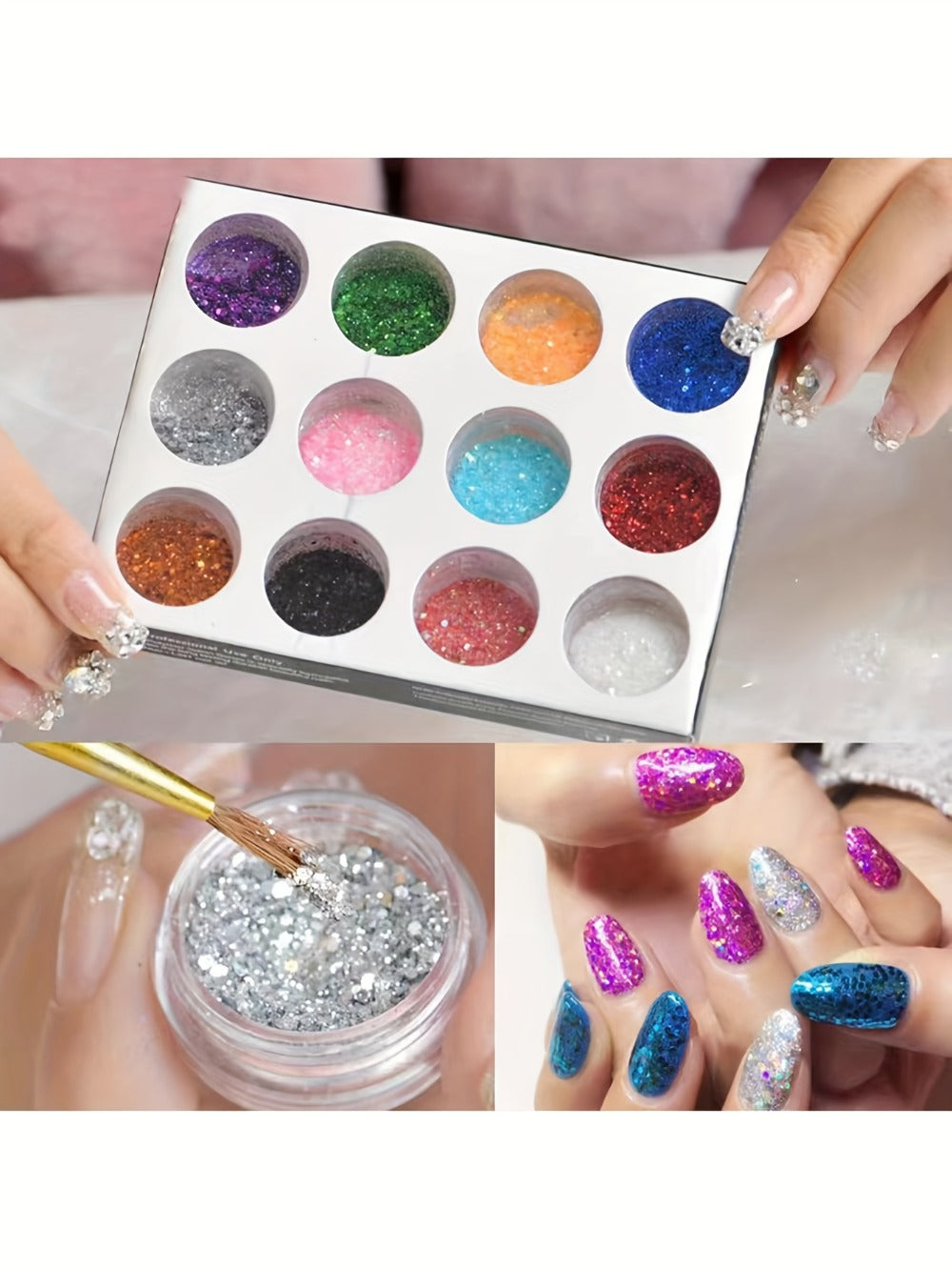 Acrylic Nail Kit 23-in-1 Complete Set with 12 Glitter Colors White & Pink Powder - DIY Nail Extension System No Glue No Liquid Needed for Beginners & Pros, Home Salon Manicure Kit  - product image 14