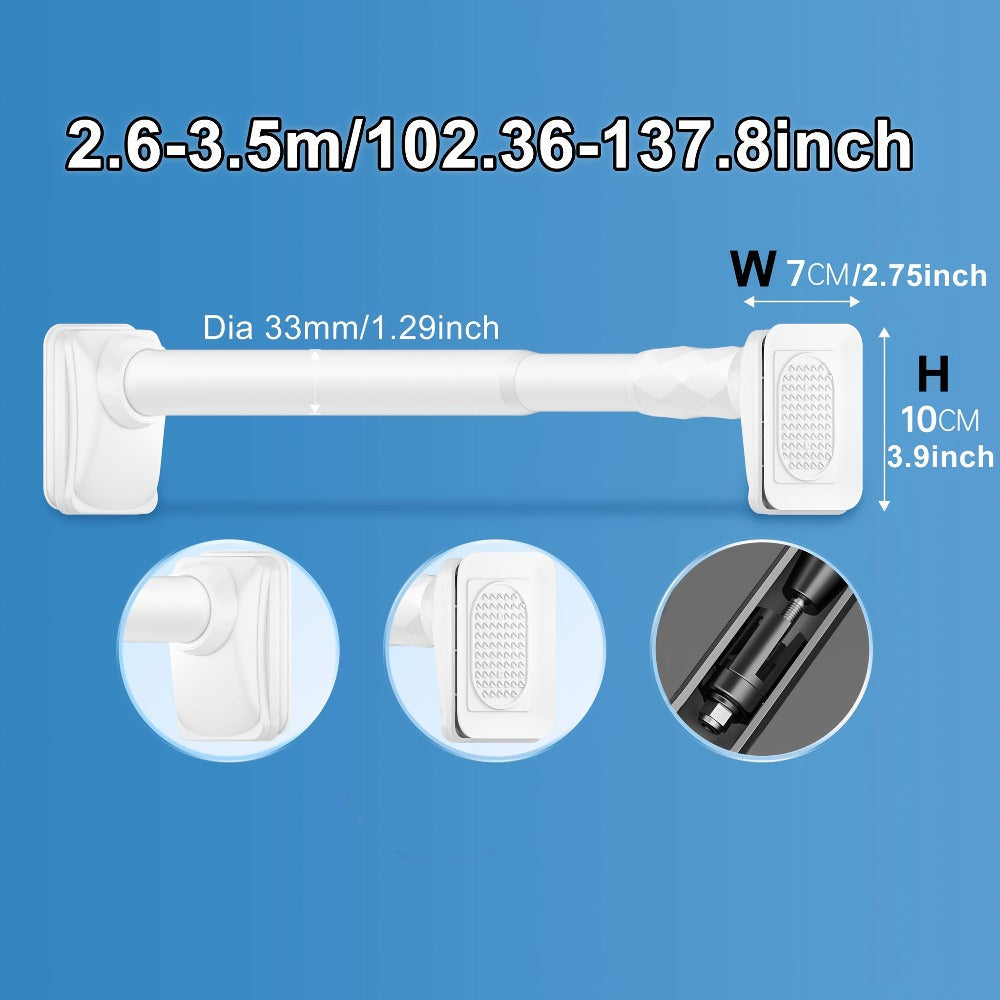 Telescopic Curtain Rod No Drill 15.75"-196.85" Adjustable Shower Curtain Rod 33mm for Large Windows - product image 25