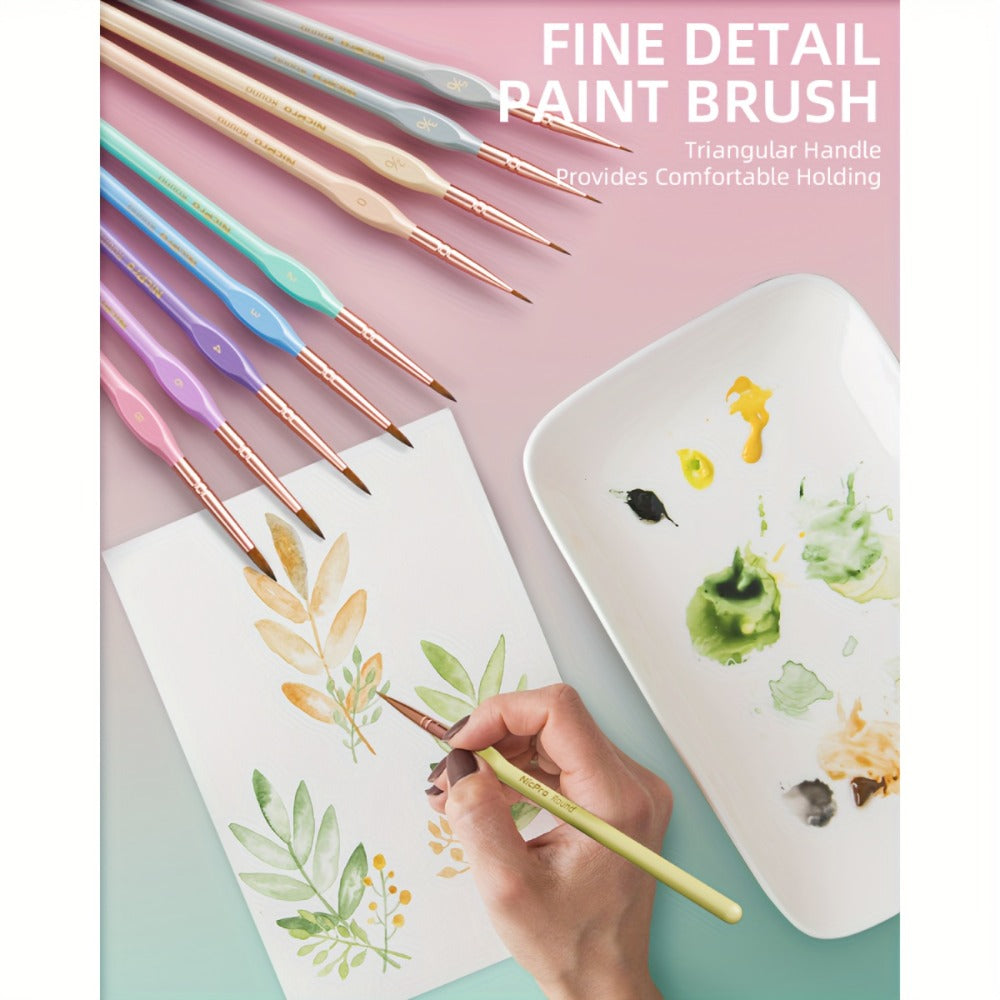 Miniature Paint Brush Set 15 Piece with Case | Micro Fine Detail Brushes for Acrylic, Oil, Watercolor, Rock Painting, Models & Paint by Numbers | Ergonomic Triangular Handle | Artist Gift