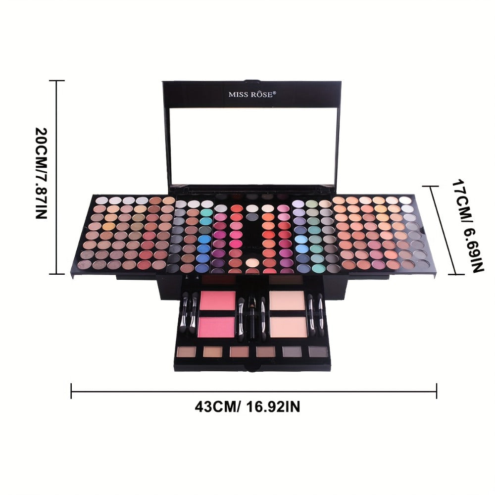 Makeup Palette Kit 190 Colors 4-in-1 Full Face Set – Eyeshadow Blush Powder & Eyebrow with 8 Professional Brushes & Mirror, Shimmer & Matte Shades, Complete Makeup Kit for Women Gi - product image 10