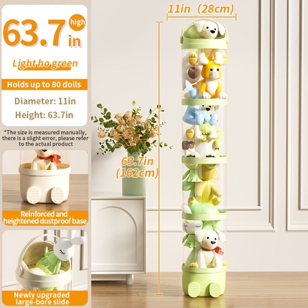 Transparent Toy Storage Bin 4-Layer Cylindrical Organizer for Stuffed Animals Dolls Plush Figurines - Dustproof Clear Display Bucket Easy Assembly for Kids Bedroom Living Room Play - product image 7