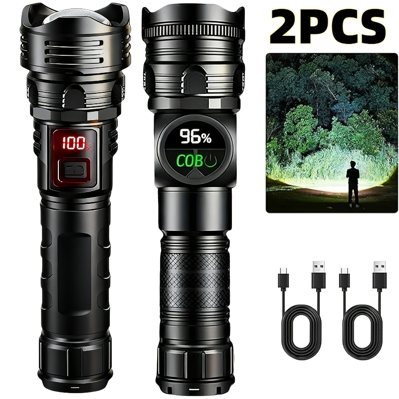 High Lumen Tactical Flashlight 2-Pack | COB Side Light, USB Fast Charging, Zoomable, Multiple Modes for Camping, Cycling, Fishing, Emergency & Outdoor - product image 5
