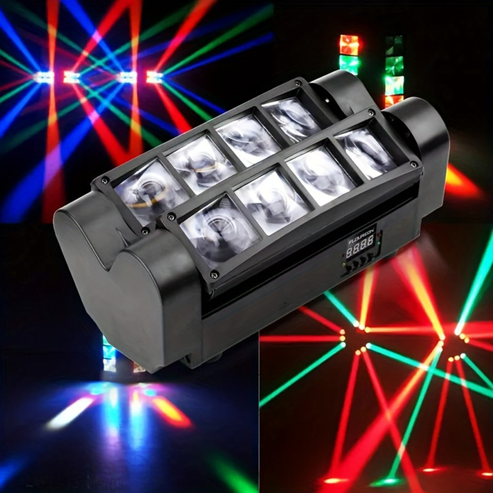 LED Spider Moving Head Stage Light 8x3W DJ Disco Party Light Sound Activated DMX-512 Control Beam Shaking Head Spider Lamp for Club Bar Wedding Carnival Festival Live Show - product image 4