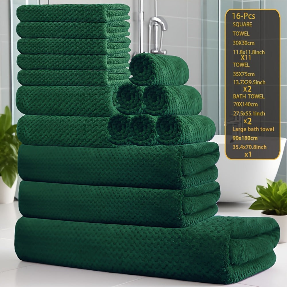 Coral Fleece Bath Towel Set 16 Piece 300GSM - Extra Large Bath Towel Washcloths Square Towels Soft Absorbent Quick Dry | 11 Colors | Hotel Home Travel Spa Gift Complete Bathroom To - product image 5
