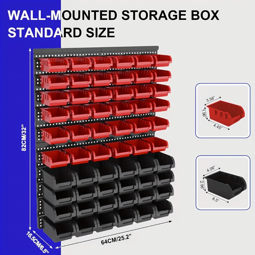 Wall Mounted Storage Bin Rack System – Heavy Duty Small Parts Organizer for Screws, Nuts, Bolts & Nails | Stackable Garage Workshop Tool Storage Rack | 30/60/90 Bins Hardware Organ - product image 11