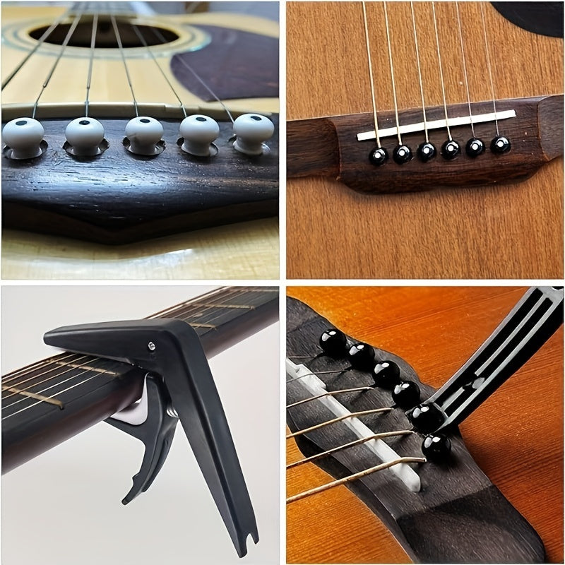 64pcs Guitar Accessories, Guitar Strings Included, Capo, Pick, Tuner, Finger Protector, Nut and Saddle, Bridge Pin, 3-In-1 String Replacement Tool for Guitar - product image 9