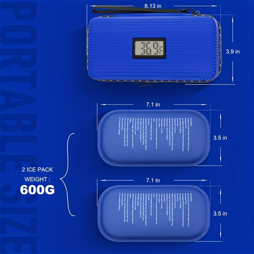 Insulin Cooler Travel Case 24 Hour Refrigerated Medication Case Temperature Display Wristband 2 Reusable Ice Packs Diabetic Insulin Pen Cooler Black Blue - product image 11