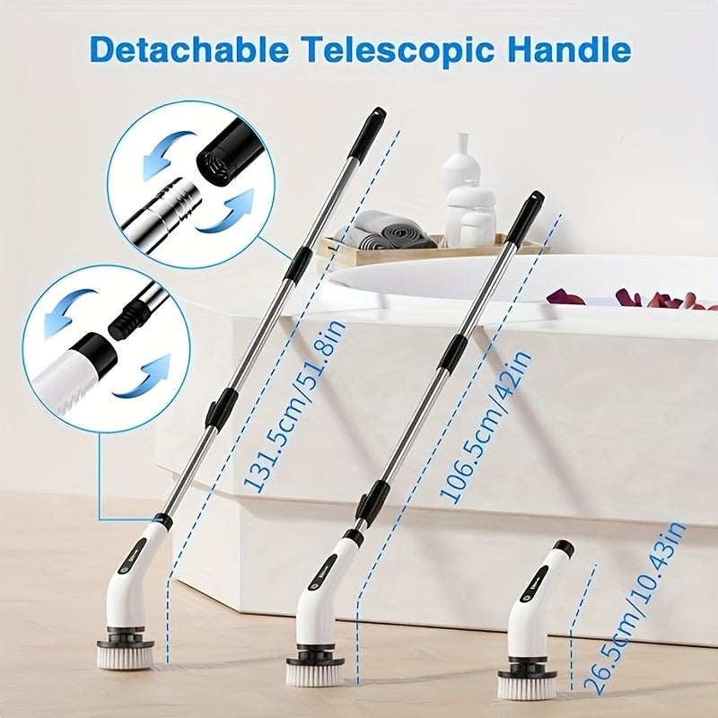 2026 New Electric Spin Scrubber, Powerful Brush for Bathroom, Bathtub, Shower, Floors, and Cars, USB Rechargeable, Dual-Speed Detachable Telescopic Handle