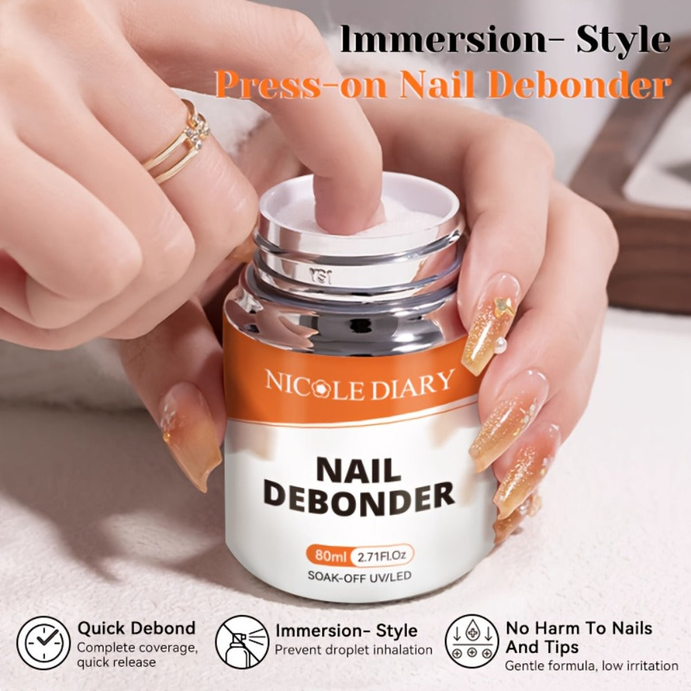 Press On Nail Debonder Remover 80ml — Fast 3-5 Second Soak-Off Liquid for False Tips, Rhinestone Glue Remover, No Damage Easy Dissolve, Professional Nail Care Tool for Women Home S - product image 5