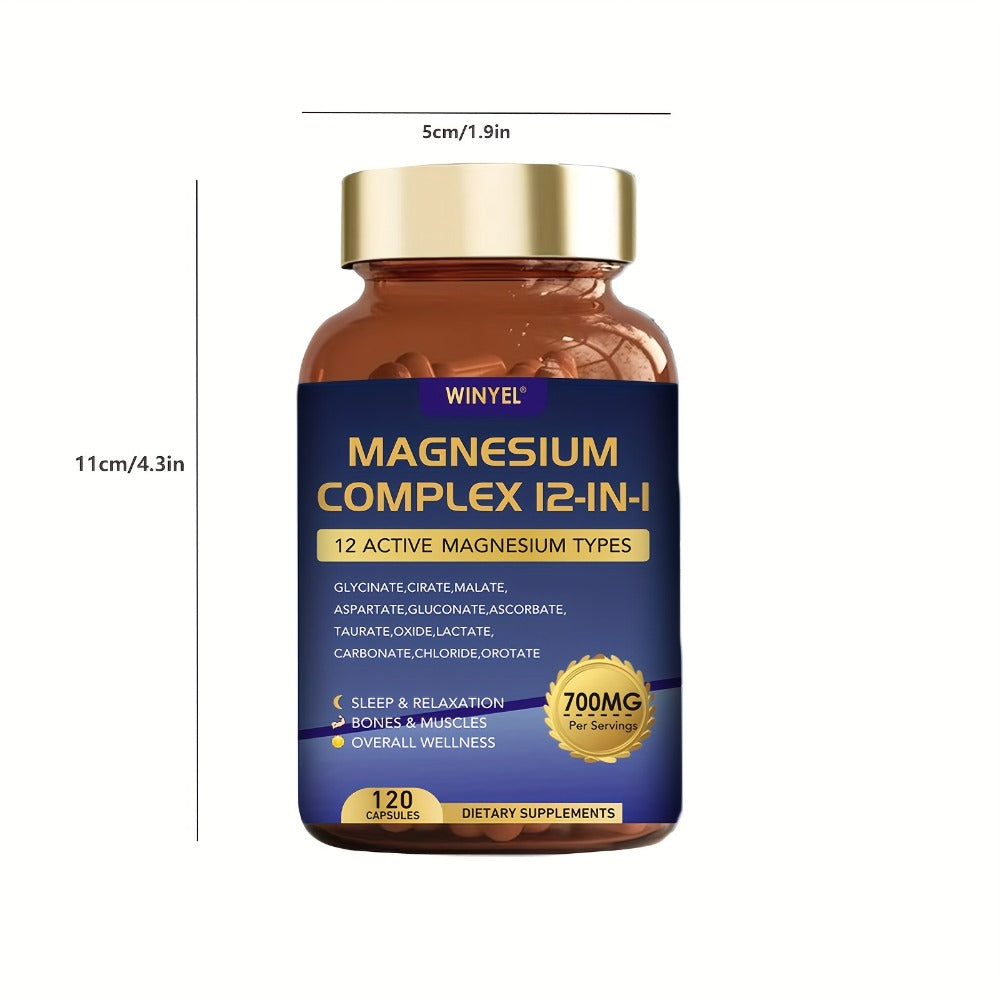 Magnesium Complex 700mg 12-in-1 120 Capsules with Glycinate, Citrate, Malate & Taurine for Sleep, Mood, Nerve, Heart & Muscle Function Support for Men & Women - product image 9
