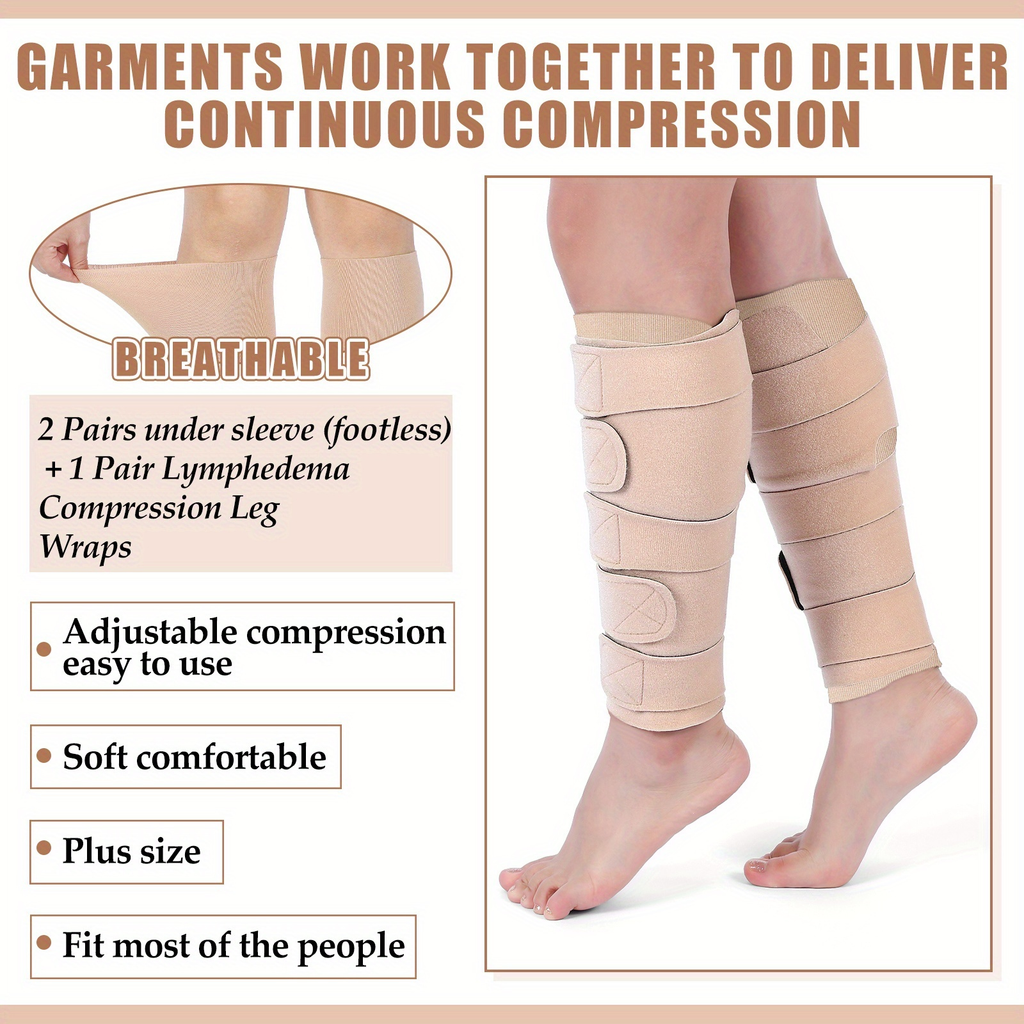 Compression Leg Wraps 3 Pairs – Adjustable Lower Leg Wrap for Lymphedema, Shin Splints & Calf Support, Breathable Non-Slip Compression Bandage for Men Women - product image 6