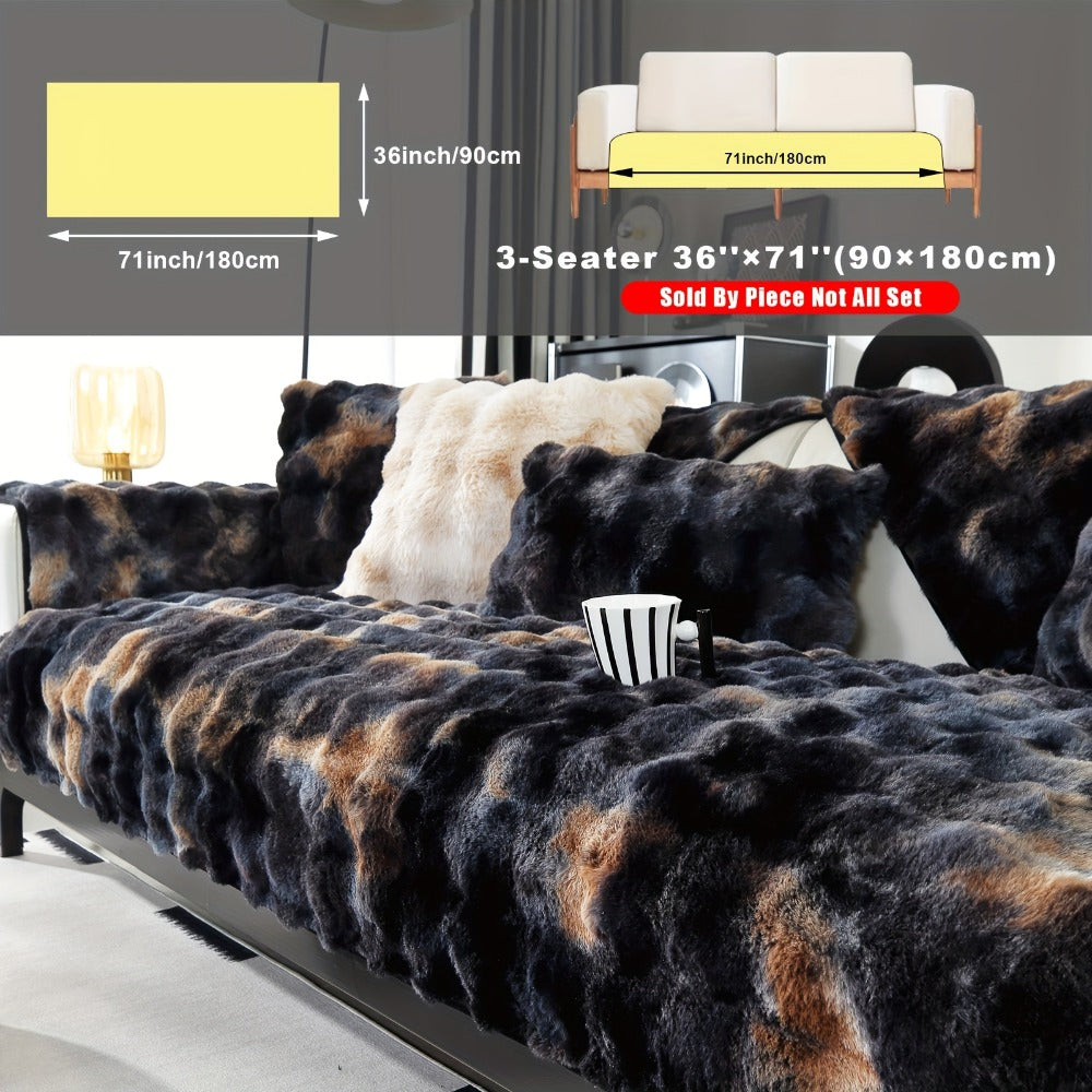 Plush Sofa Cover Faux Lamb Thick Fluffy Couch Slipcover Pet Friendly Machine Washable Gradient Color Polyester Furniture Protector for Armchair Single Double Triple Sofa Living Roo - product image 42