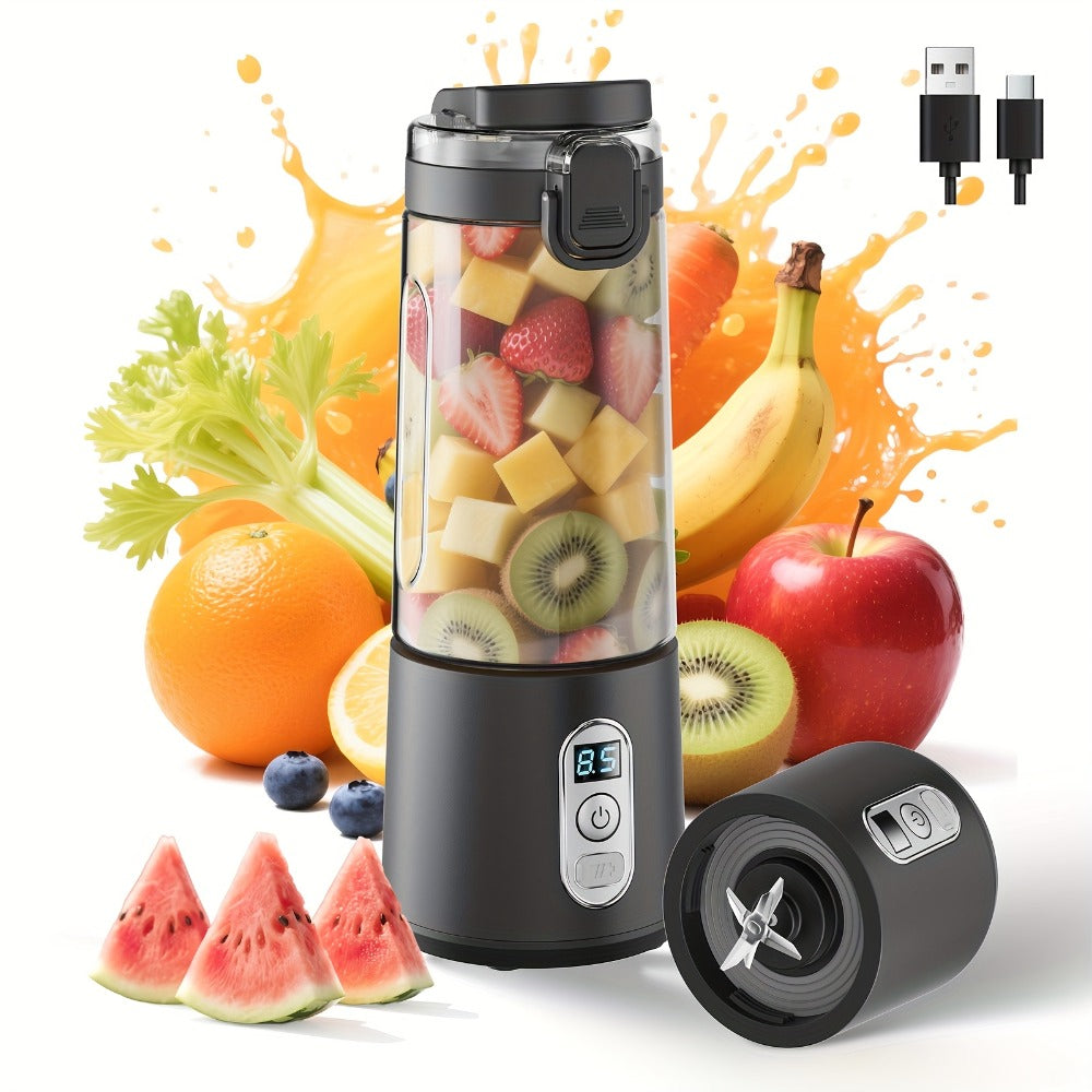 Portable Smoothie Blender USB-C Fast Charge 6-Blade Stainless Steel – Digital Timer Battery Display High-Speed Ice Crush No-Spill Lid | Protein Shake Gym Travel Blender in Black Pi - product image 39