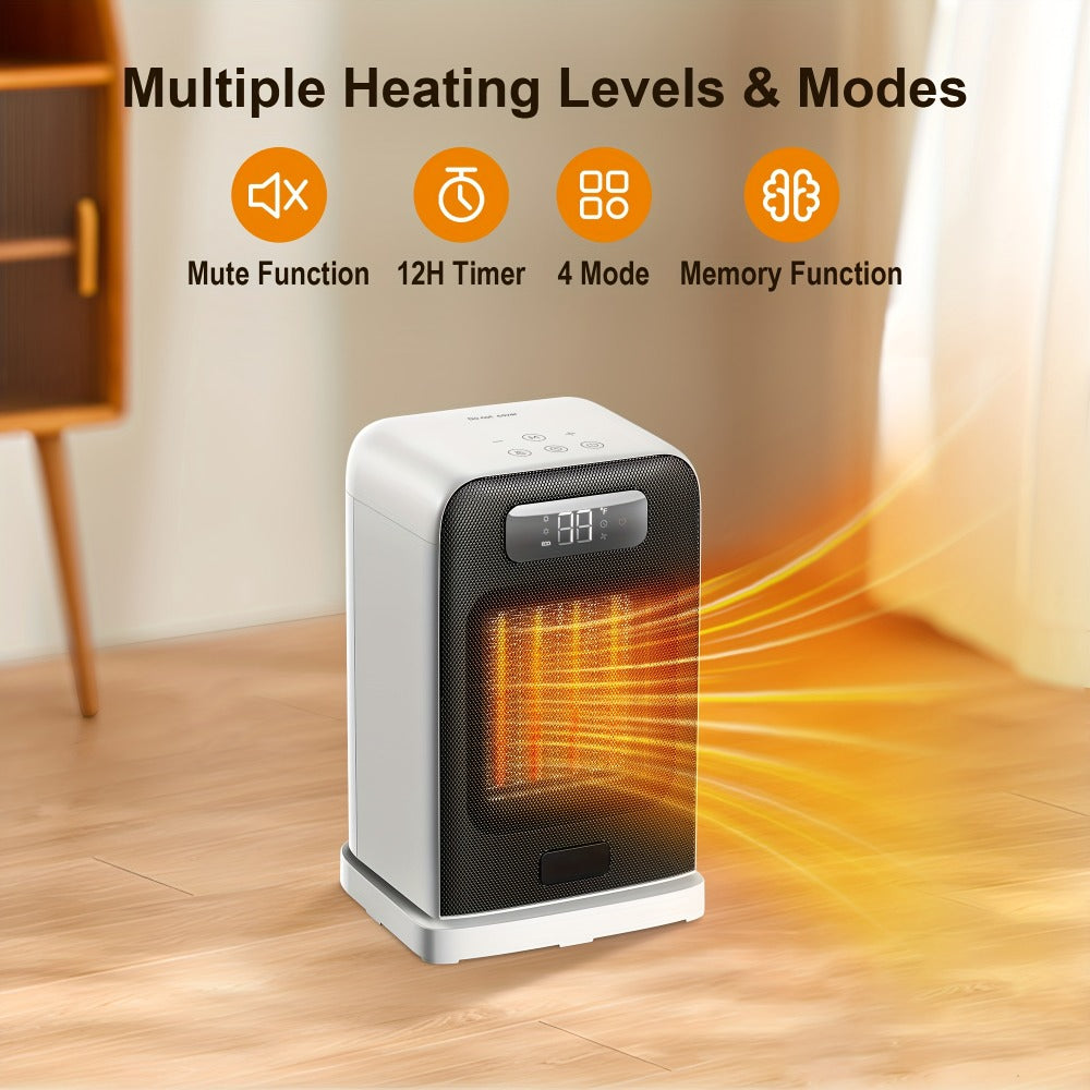 Ceramic Space Heater 1500W Fast Heating - 4 Modes, Adjustable Thermostat, Overheat & 70° Tip-Over Protection, Portable Electric Heater Fan for Office, Desk, Room & Indoor Use, Whit - product image 4