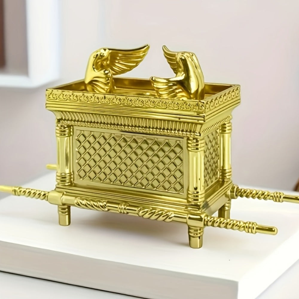 Ark of the Covenant Figurine – Golden Artisan Tabletop Statue, Spiritual Religious Decor for Home & Office, Hanukkah, Easter & Ramadan Gift Ornament, Indoor Outdoor Display, Medium - product image