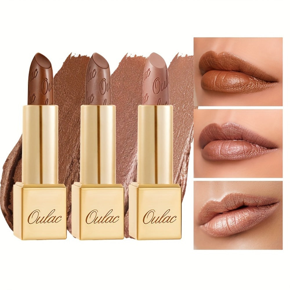 Metallic Lipstick Set 3 Pcs 24-Hour Smudge-Proof Transfer-Resistant Glossy Finish Full Coverage Long Lasting Lip Color Makeup Gift Set for Women 12.9G Each - product image