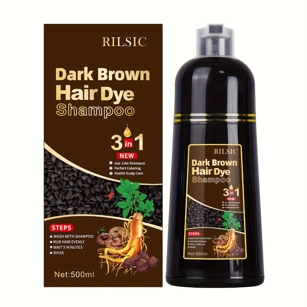 3-in-1 Hair Color & Gray Coverage Shampoo Ammonia-Free Natural Herbal Formula — Colors Covers & Cleanses in Minutes, 30-Day Lasting Color, 16.91oz / 500ml for Men & Women All Hair  - product image 9