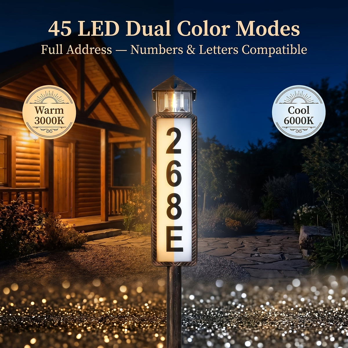 Solar Luminous House Number Sign, 3 Modes LED Lighted Address Board, Clear Visibility at Night, Suitable for Courtyards, Residences, and Apartments, Easy - product image 12