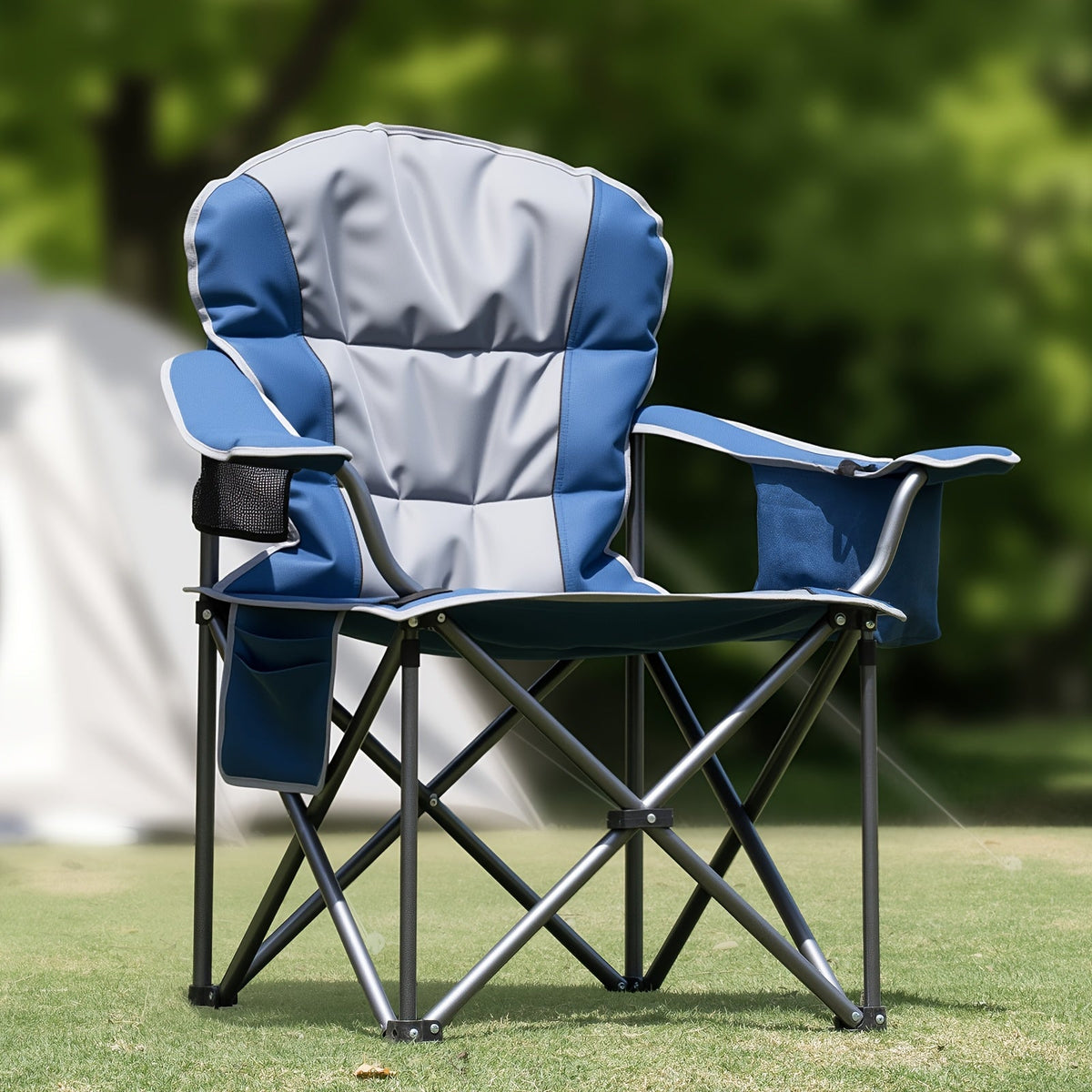 Heavy Duty Camping Folding Chair 500 LBS Capacity – 1 Pack or 2 Pack – Extra Large Outdoor Camp Chair with Organizer Bag, Cooler Bag, Cup Holder & Carry Bag for Lawn, Beach, Travel & Hiking