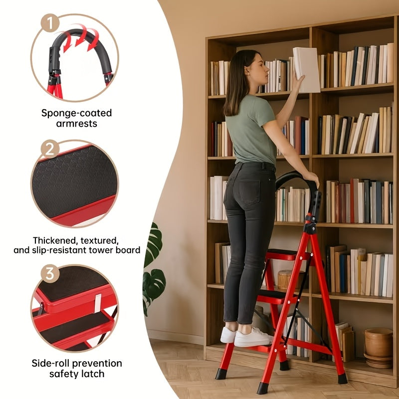 1pc Heavy-Duty 2/3/4/5-Step Portable Folding Ladder, 500 Lbs Load Capacity, Durable Plastic Material with Non-Slip Steps, Lightweight and Portable, Suitable - product image 10