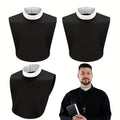 Unisex Clergy Tab Collar Black Dickey Neck Band for Men Women Pastor Halloween Costume Accessory Clerical Vestment Theater Prop | Priest Collar Costume 3 Piece Set