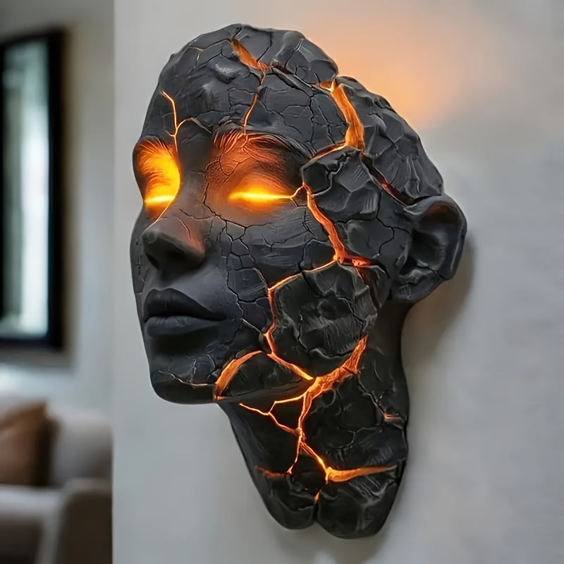 3D Shattered Soul Wall Lamp – LED Night Light Cracked Face Phantom Effect USB Powered Resin Wall Light for Bedroom Living Room Bar Cafe Home Decor, Easy Install Gothic Aesthetic At - product image 10